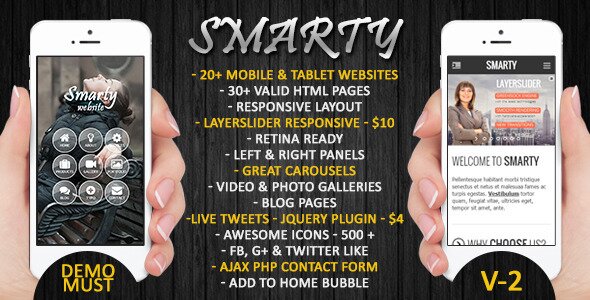 Smarty Mobile Tablet Responsive Web Template