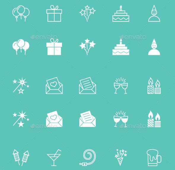 Party and Celebration Vector Icons