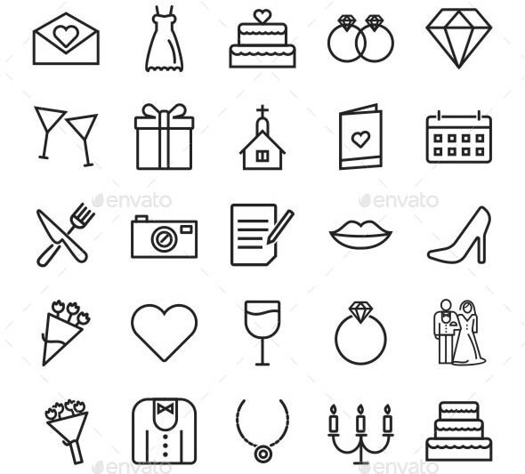 Wedding Line Icons 01