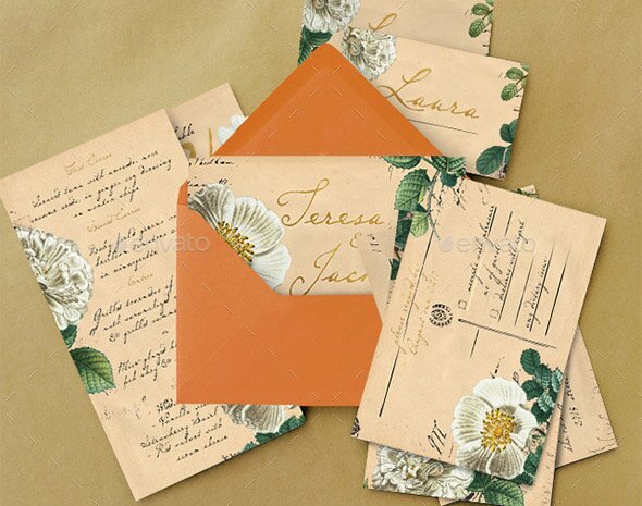 vintage-floral-postcard-wedding-invitation-package