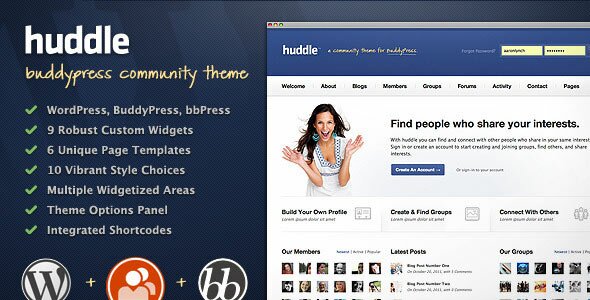 huddle buddypress 11 Premium BuddyPress WordPress Themes