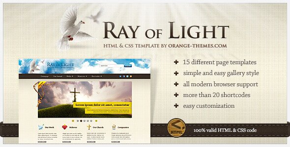 ray of light 18 Best Church Website Templates