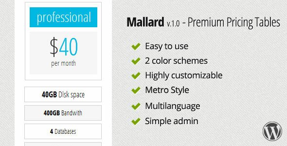 mallard-premium-pricing-tables