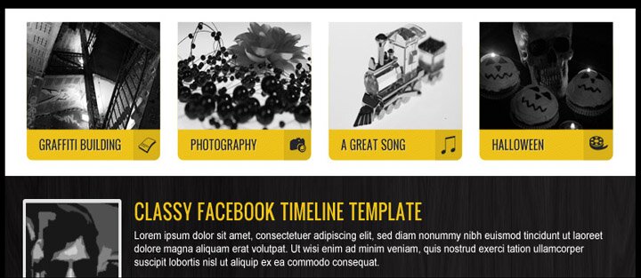 Yellow Facebook Timeline Template PSD